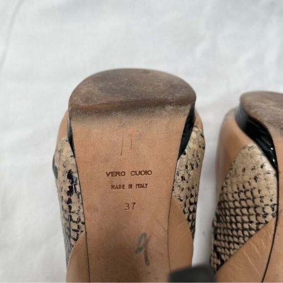 Giuseppe Zanotti Design Peep Toe High Heel Pumps Size 37 Snake Print leather - Picture 4 of 15